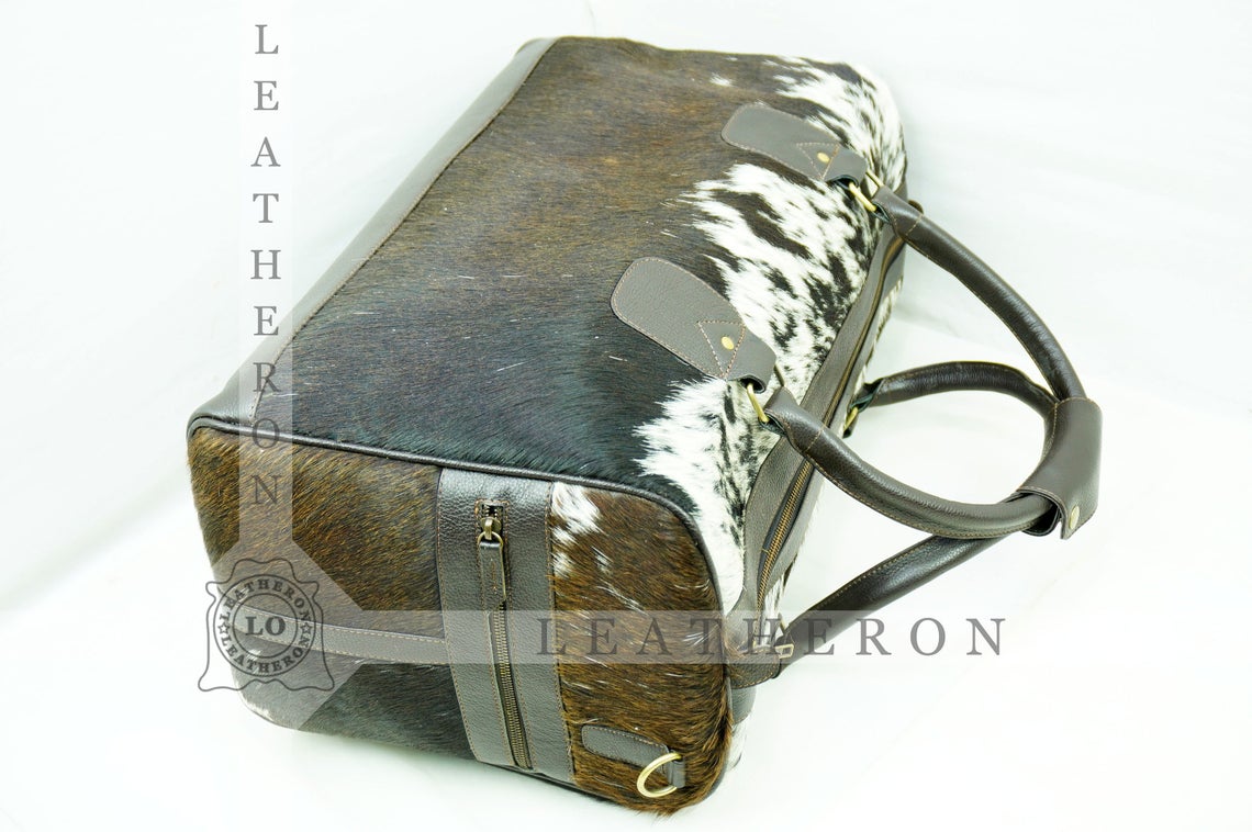 Natural COWHIDE Duffel Bag Hair On Leather TRAVEL Bag Real Cow hide Luggage Bag Original Cow Skin Duffel Bag | DB51