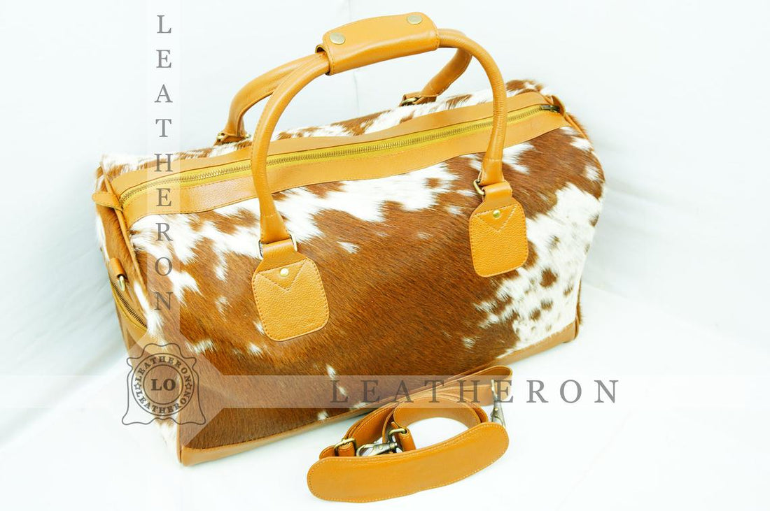 Natural COWHIDE Duffel Bag Hair On Leather TRAVEL Bag Real Cow hide Luggage Bag Original Cow Skin Duffel Bag | DB55