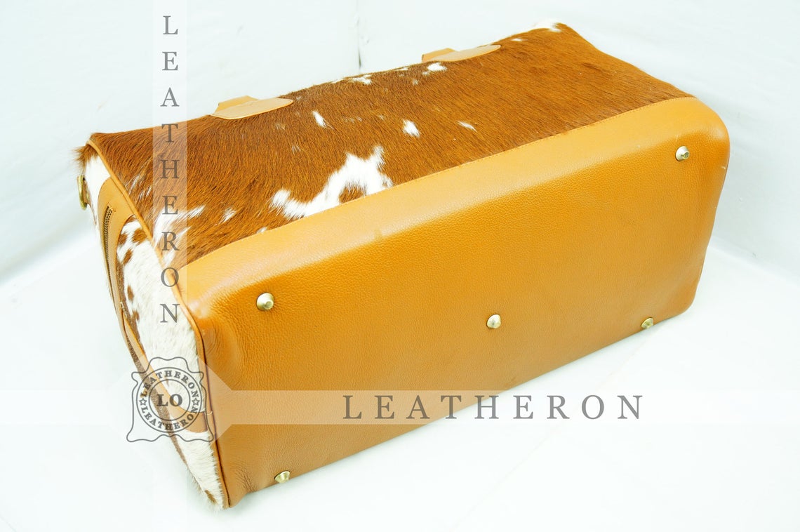 Natural COWHIDE Duffel Bag Hair On Leather TRAVEL Bag Real Cow hide Luggage Bag Original Cow Skin Duffel Bag | DB55