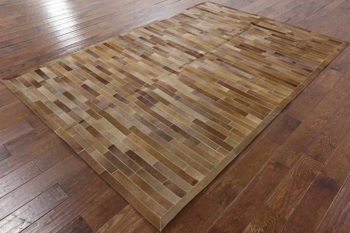 HANDMADE 100% Natural COWHIDE RUG | Patchwork Cowhide Area Rug | Real Cowhide Hallway Runner | Hair on Leather Cowhide Carpet | PR1