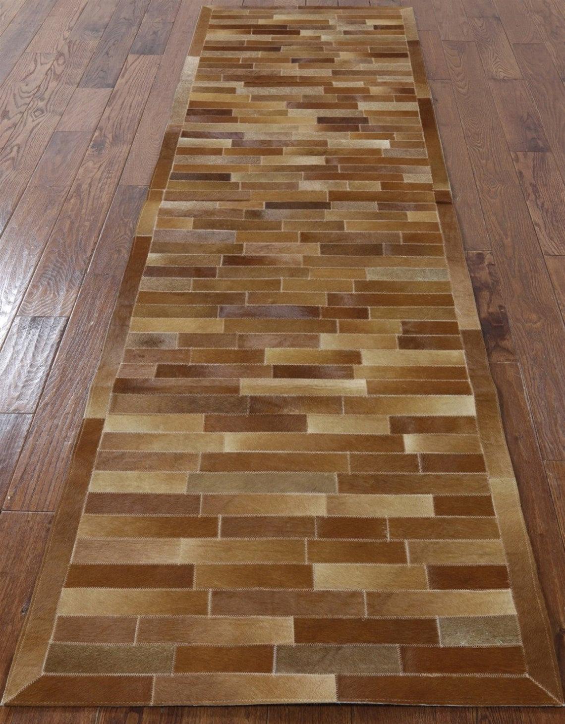 HANDMADE 100% Natural COWHIDE RUG | Patchwork Cowhide Area Rug | Real Cowhide Hallway Runner | Hair on Leather Cowhide Carpet | PR1