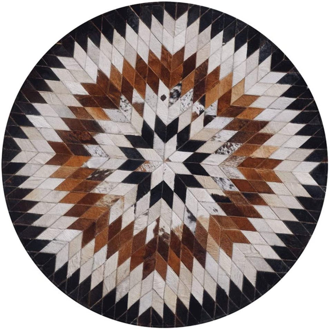 HANDMADE 100% Natural Patchwork Cowhide Area Rug | Hair on Leather Cowhide Carpet | PR81