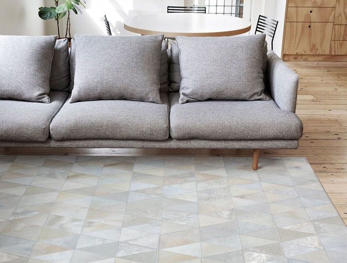 HANDMADE 100% Natural COWHIDE RUG | Patchwork Cowhide Area Rug | Real Cowhide Hallway Runner | Hair on Leather Cowhide Carpet | PR44