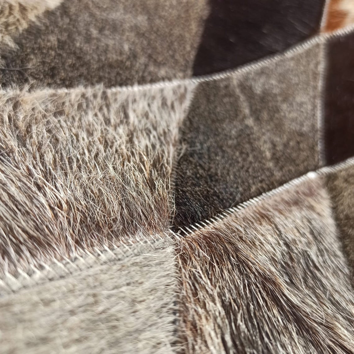 HANDMADE 100% Natural Patchwork Cowhide Area Rug | Hair on Leather Cowhide Carpet | PR81