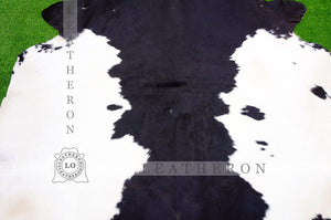 XLARGE ( 6 X 7 ft ), Panda Black White COWHIDE RUG | 100% Natural Cowhide Area Rug | Hair-on Leather Cow Hide Rug | C379 - Exact As Photo