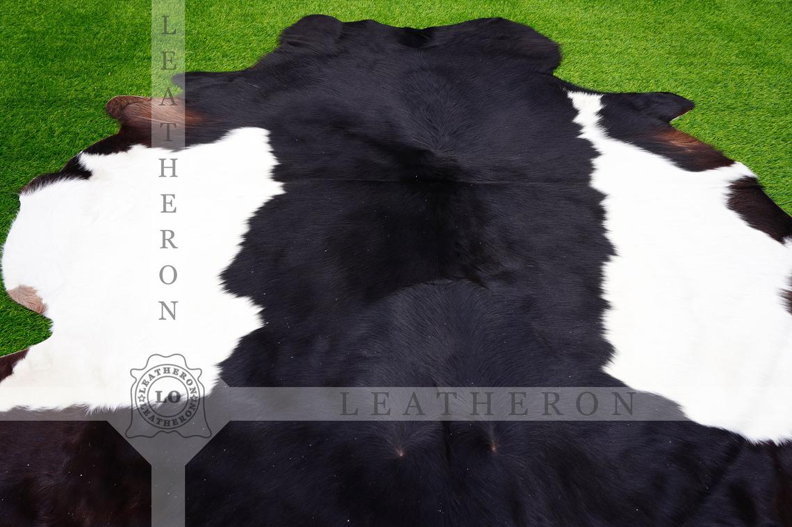 Exact As Photo ( 5.4 X 4.7 ft ), Panda Black White COWHIDE RUG | 100% Natural Cowhide Area Rug | Real Hair-on Leather Cow Hide Rug | C438