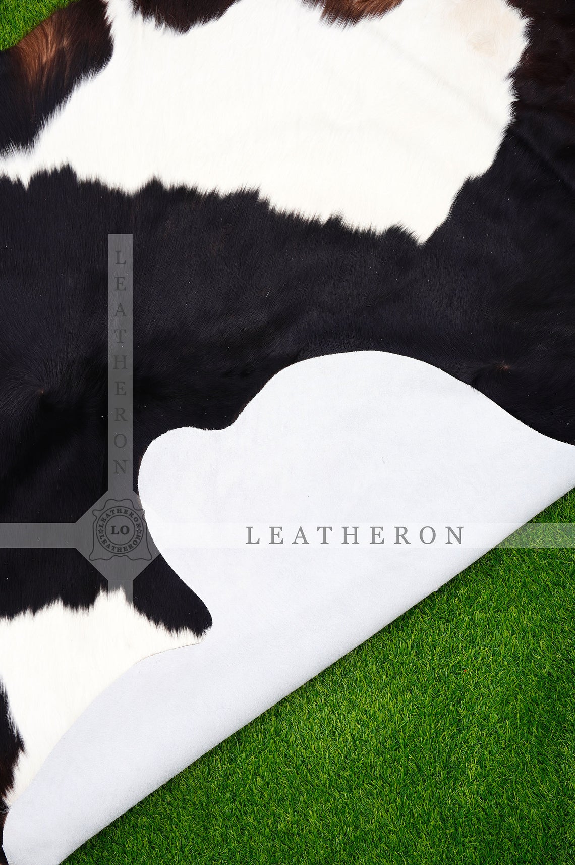 Exact As Photo ( 5.4 X 4.7 ft ), Panda Black White COWHIDE RUG | 100% Natural Cowhide Area Rug | Real Hair-on Leather Cow Hide Rug | C438