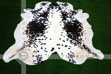 Load image into Gallery viewer, LARGE ( 5.4 X 5.6 ft.), Black White COWHIDE RUG | 100% Natural Cowhide Area Rug | Real Hair-on Leather Cow Hide Rug | C430 - Exact As Photo
