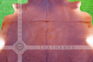 Large ( 5.4 X 6 ft.) EXACT As Photo, Brown COWHIDE RUG | 100% Natural Cowhide Area Rug | Real Hair-on Leather Cowhide Rug | C390