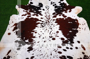 Large ( 5.6 X 5.8 ft.) EXACT As Photo, Tricolor COWHIDE RUG | 100% Natural Cowhide Area Rug | Real Hair-on Leather Cowhide Rug | C385
