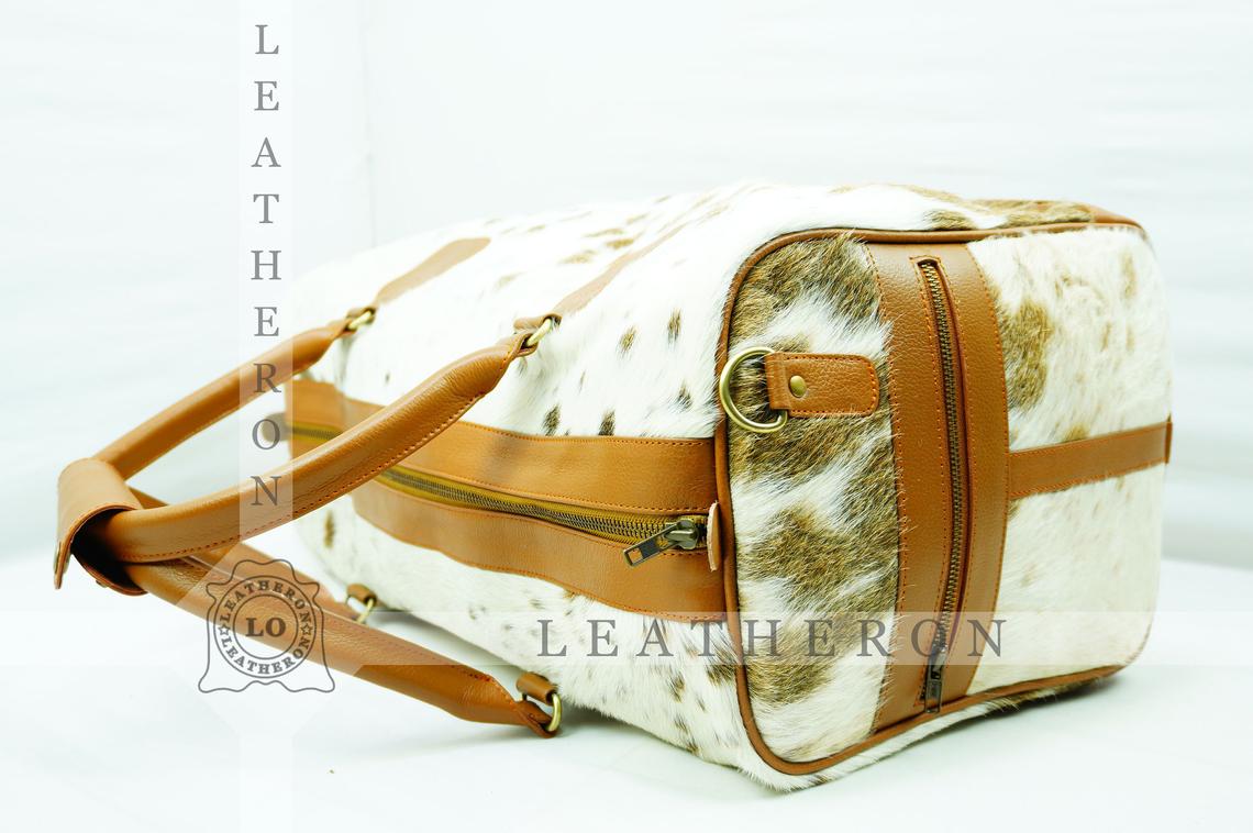 Natural COWHIDE Duffel Bag Hair On Leather TRAVEL Bag Real Cow hide Luggage Bag Original Cow Skin Duffel Bag | DB42