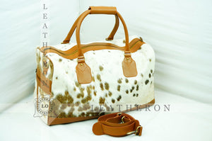 Natural COWHIDE Duffel Bag Hair On Leather TRAVEL Bag Real Cow hide Luggage Bag Original Cow Skin Duffel Bag | DB42