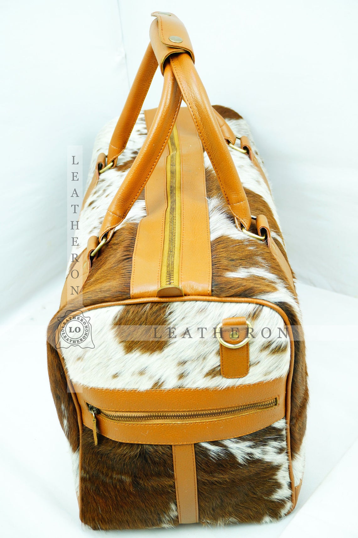 Natural COWHIDE Duffel Bag Hair On Leather TRAVEL Bag Real Cow hide Luggage Bag | DB50