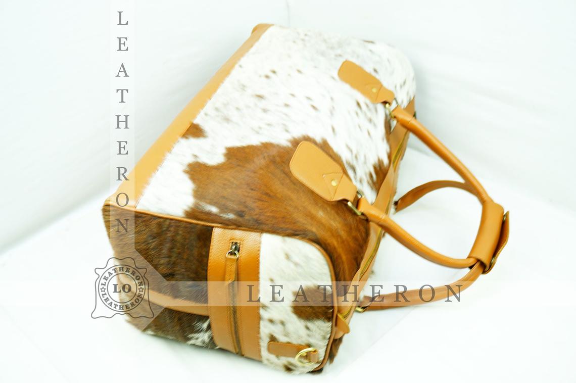 Natural COWHIDE Duffel Bag Hair On Leather TRAVEL Bag Real Cow hide Luggage Bag | DB50