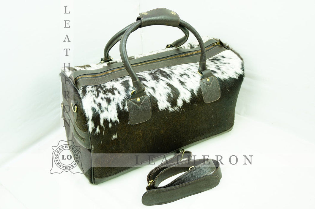 Natural COWHIDE Duffel Bag Hair On Leather TRAVEL Bag Real Cow hide Luggage Bag Original Cow Skin Duffel Bag | DB51