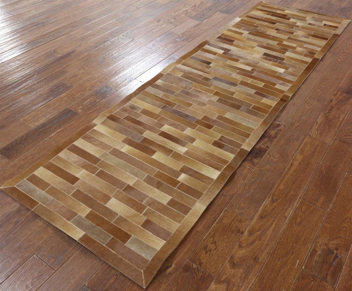 HANDMADE 100% Natural COWHIDE RUG | Patchwork Cowhide Area Rug | Real Cowhide Hallway Runner | Hair on Leather Cowhide Carpet | PR1