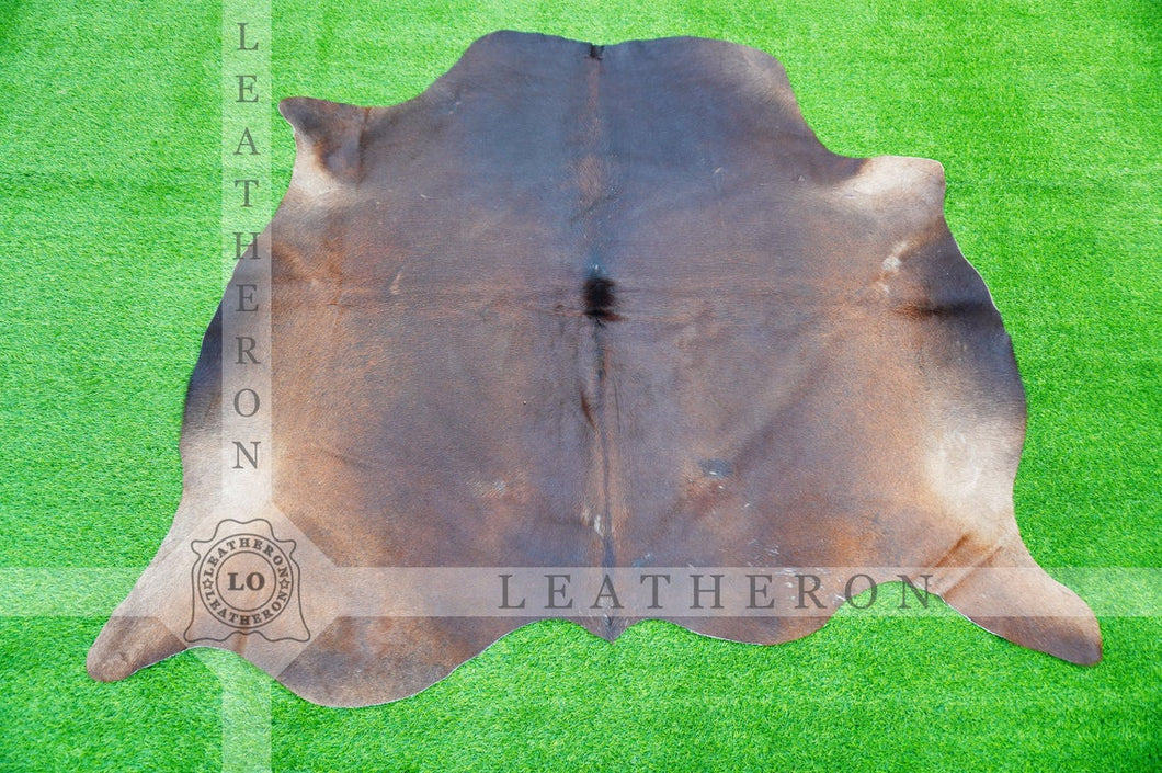 Large (5.3 X 5.8 ft.) EXACT As Photo, Black COWHIDE RUG | 100% Natural Cowhide Area Rug | Hair-on Leather Cowhide Rug | C393