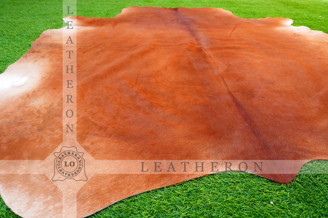 XLARGE (6 X 6 ft.) Exact As Photo, Brown COWHIDE RUG | 100% Natural Cowhide Rug | Hair-on Leather Cow Hide Rug | C376