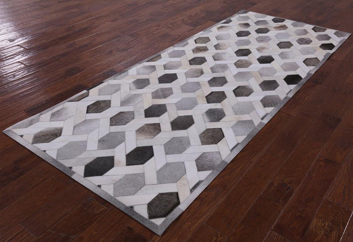 HANDMADE 100% Natural COWHIDE RUG | Patchwork Cowhide Area Rug | Real Cowhide Hallway Runner | Hair on Leather Cowhide Carpet | PR133