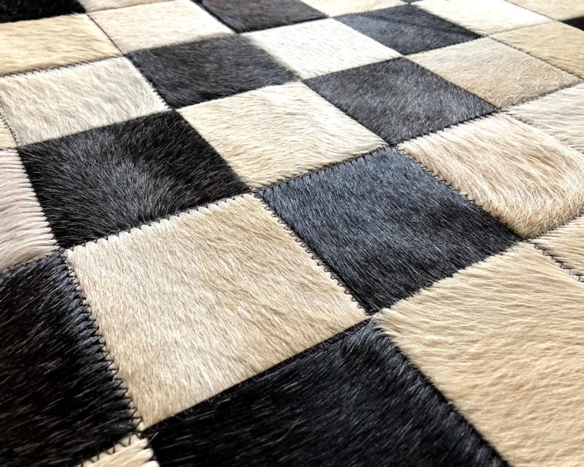 HANDMADE 100% Natural COWHIDE RUG | Patchwork Cowhide Area Rug | Real Cowhide Hallway Runner | Hair on Leather Cowhide Carpet | PR59