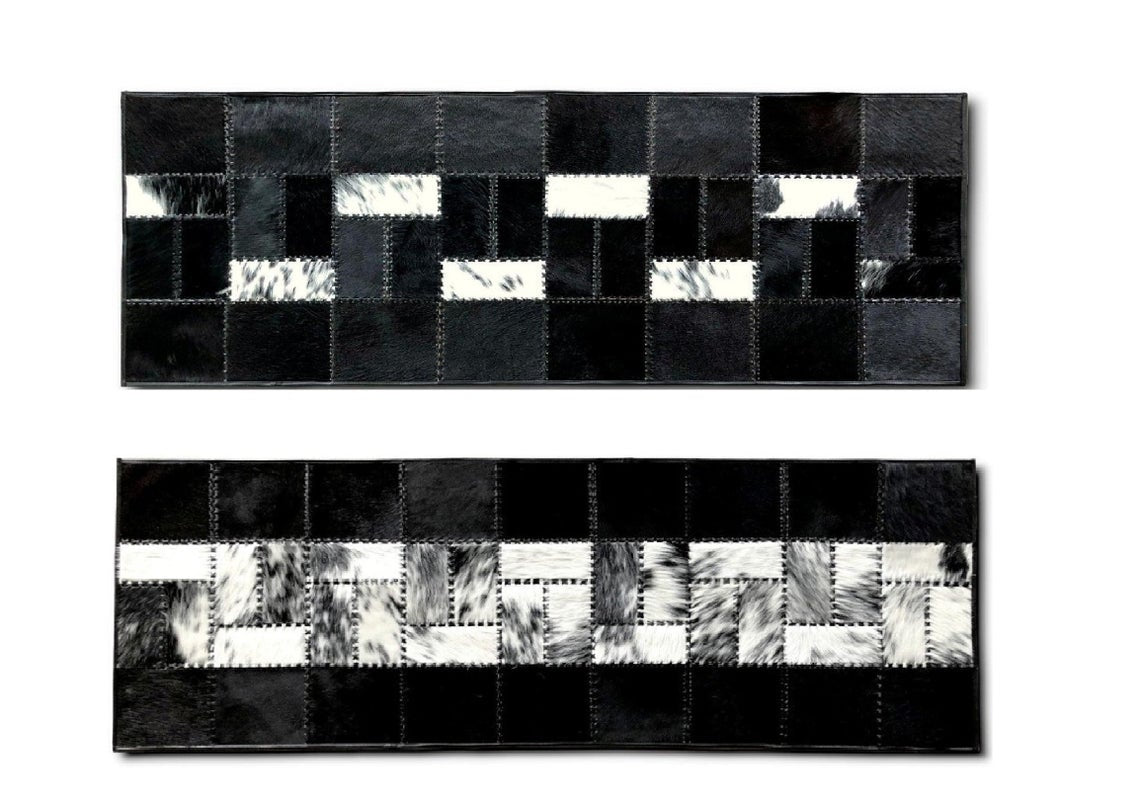 HANDMADE 100% Natural COWHIDE RUG | Patchwork Cowhide Area Rug | Real Cowhide Hallway Runner | Hair on Leather Cowhide Carpet | PR61