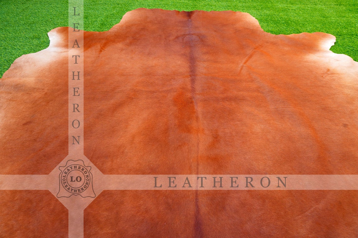 XLARGE (6 X 6 ft.) Exact As Photo, Brown COWHIDE RUG | 100% Natural Cowhide Rug | Hair-on Leather Cow Hide Rug | C376