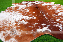 Load image into Gallery viewer, XLARGE (5.8 X 6 ft.) Exact As Photo, Brown White COWHIDE RUG | 100% Natural Cowhide Rug | Hair-on Leather Cow Hide Rug | C391
