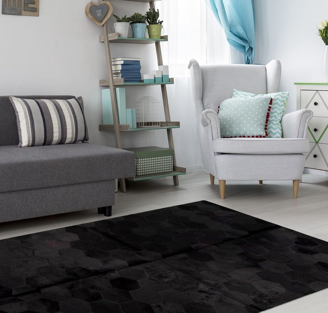 HANDMADE 100% Natural COWHIDE RUG | Patchwork Cowhide Area Rug | Real Cowhide Hallway Runner | Hair on Leather Cowhide Carpet | PR9