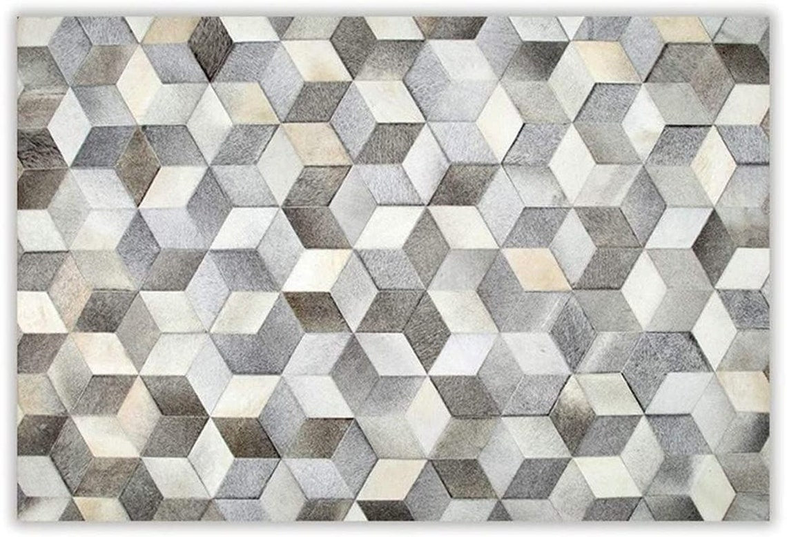 HANDMADE 100% Natural COWHIDE RUG | Patchwork Cowhide Area Rug | Real Cowhide Hallway Runner | Hair on Leather Cowhide Carpet | PR69