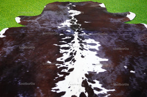Large (5.3 X 5.6 ft.) EXACT As Photo, Tricolor COWHIDE RUG | 100% Natural Cowhide Area Rug | Real Hair-on Cowhide Leather Rug | C509