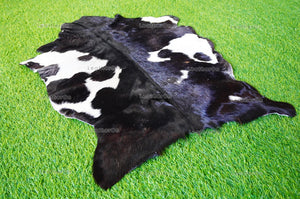 Goat Skin ( 3 ft. x 2.5 ft. approx.) Exact As Photo, 100% Natural Goat Skin | Real Hair on Goat Skin Leather Area Rug | GS59