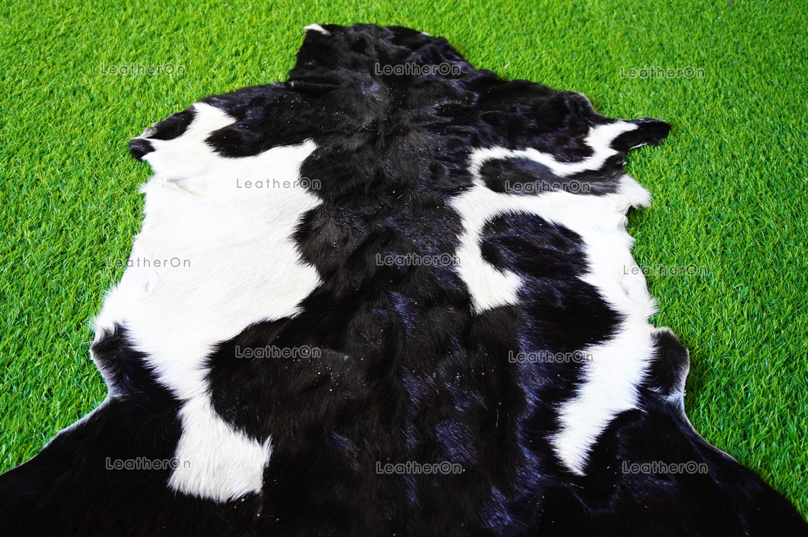 Goat Skin ( 3 ft. x 2.5 ft. approx.) Exact As Photo, 100% Natural Goat Skin | Real Hair on Goat Skin Leather Area Rug | GS60