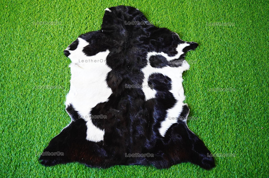 Goat Skin ( 3 ft. x 2.5 ft. approx.) Exact As Photo, 100% Natural Goat Skin | Real Hair on Goat Skin Leather Area Rug | GS60
