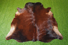 Load image into Gallery viewer, Small ( 4 x 4.3 ft.) EXACT As Photo, Brown Black COWHIDE RUG | 100% Natural Cowhide Area Rug | Hair-on Leather Cow Hide Rug | C523

