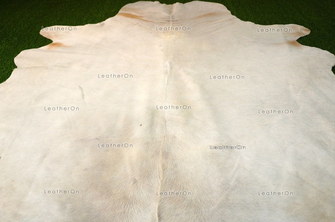 XLARGE (6 X 6 ft.) Exact As Photo, Pure White Cowhide Area RUG | 100% Natural Cowhide Rug | Hair-on Leather Cow Hide Rug | C532