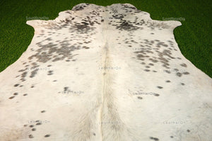Medium (5.3 x 5.3 ft.) EXACT As Photo, Light Gray White COWHIDE RUG | 100% Natural Cowhide Area Rug | Hair-on Cowhide Leather Rug | C538