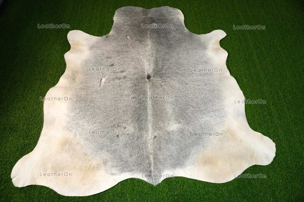 Large (5.7 x 5.9 ft.) EXACT As Photo, Light Gray White COWHIDE Area RUG | 100% Natural Cowhide Rug | Hair-on Cowhide Leather Rug | C546