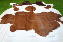 Load image into Gallery viewer, Large (5.8 x 5.8 ft.) EXACT As Photo, Brown White COWHIDE Area RUG | 100% Natural Cowhide Rug | Hair-on Cowhide Leather Rug | C548
