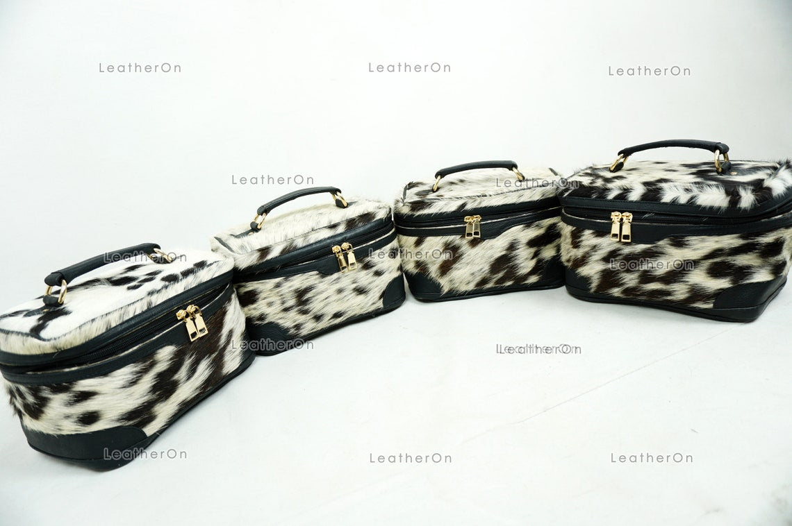 Cowhide Beauty Box Bag | 100% Natural Cowhide Top Handle Bag | Real Hair On Cowhide Leather Ladies Bag | Cow Skin Beauty Box Bag | BOX01