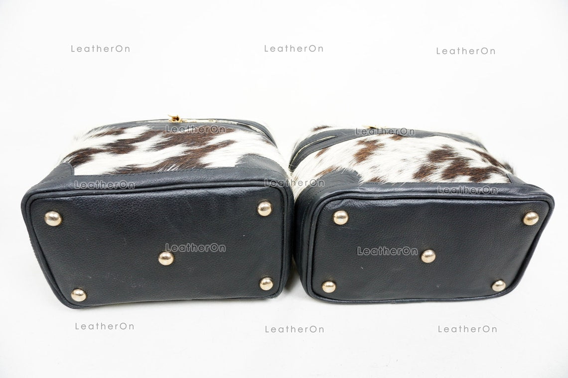 Cowhide Beauty Box Bag | 100% Natural Cowhide Top Handle Bag | Real Hair On Cowhide Leather Ladies Bag | Cow Skin Beauty Box Bag | BOX01