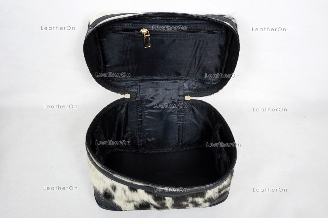 Cowhide Beauty Box Bag | 100% Natural Cowhide Top Handle Bag | Real Hair On Cowhide Leather Ladies Bag | Cow Skin Beauty Box Bag | BOX01