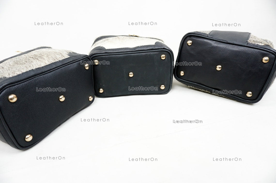 Cowhide Beauty Box Bag | 100% Natural Cowhide Top Handle Bag | Real Hair On Cowhide Leather Ladies Bag | BOX03