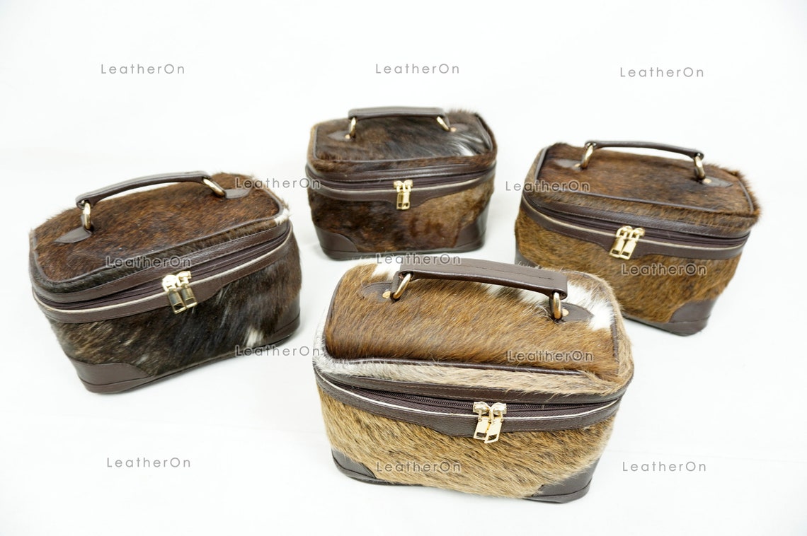 Cowhide Beauty Box Bag | 100% Natural Cowhide Top Handle Bag | Real Hair On Cowhide Leather Ladies Bag | BOX04