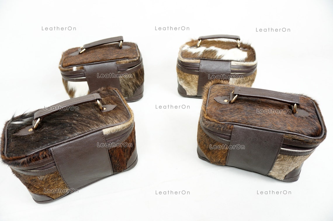 Cowhide Beauty Box Bag | 100% Natural Cowhide Top Handle Bag | Real Hair On Cowhide Leather Ladies Bag | BOX04