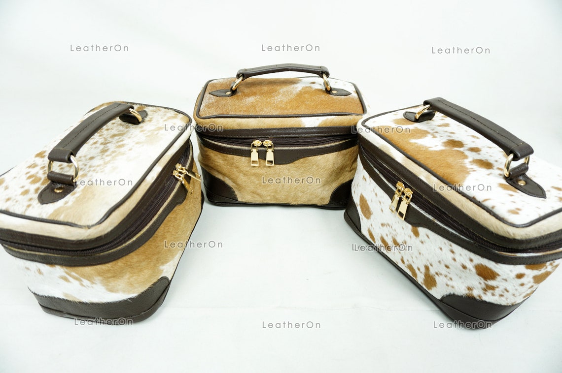 Cowhide Beauty Box Bag | 100% Natural Cowhide Top Handle Bag | Real Hair On Cowhide Leather Ladies Bag | BOX05
