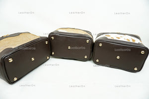 Cowhide Beauty Box Bag | 100% Natural Cowhide Top Handle Bag | Real Hair On Cowhide Leather Ladies Bag | BOX05