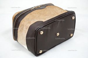 Cowhide Beauty Box Bag | 100% Natural Cowhide Top Handle Bag | Real Hair On Cowhide Leather Ladies Bag | BOX05