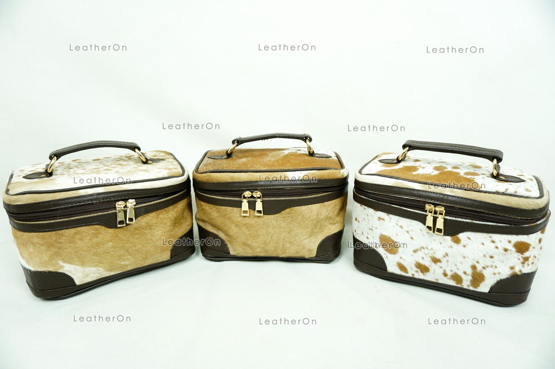 Cowhide Beauty Box Bag | 100% Natural Cowhide Top Handle Bag | Real Hair On Cowhide Leather Ladies Bag | BOX05