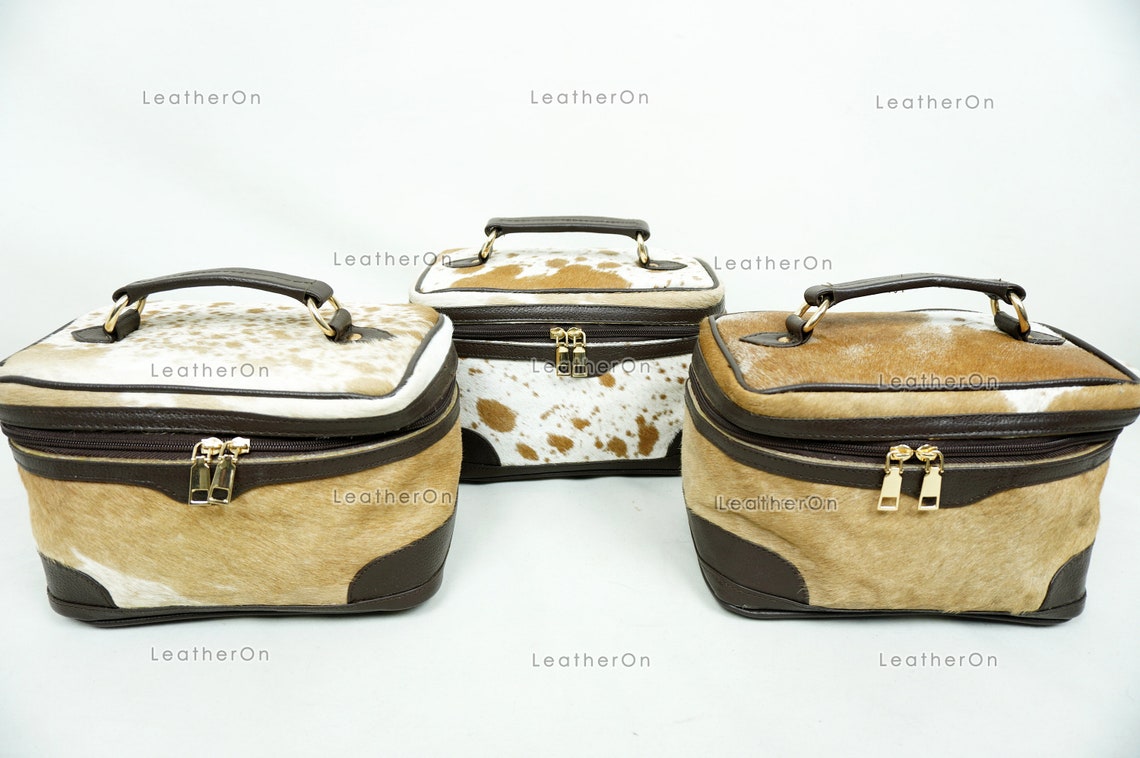 Cowhide Beauty Box Bag | 100% Natural Cowhide Top Handle Bag | Real Hair On Cowhide Leather Ladies Bag | BOX05