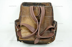 Natural Cowhide Backpack | 100% Real Hair On Cowhide Leather Backpack | Cowhide Shoulder Bag | Hair on Leather Backpack | BP24